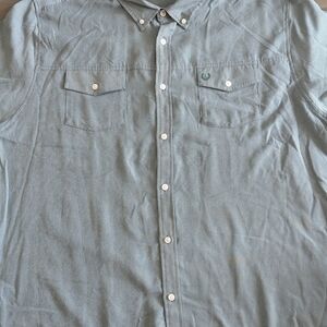 Lincoln XXL Green Textured Button Down Shirt | Short Sleeve